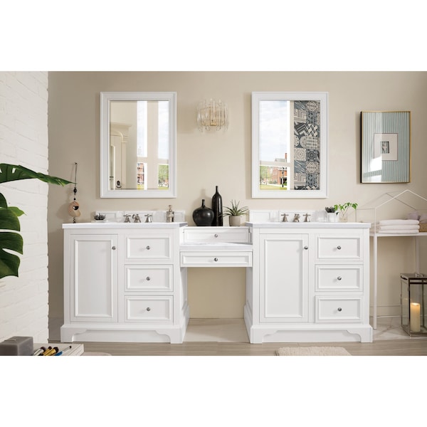 James Martin Vanities De Soto 94in Double Vanity Set, Bright White w/ 3 CM Arctic Fall Solid Surface Top 825-V94-BW-DU-AF - main